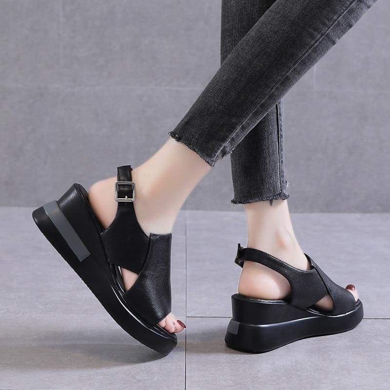 Veronica Wedge Leather Sandals