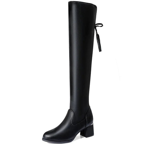 Knee-High Leather Boots - Elegance