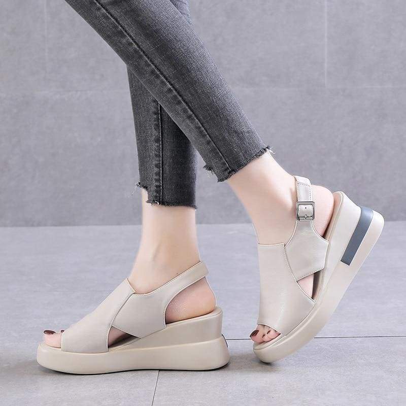 Veronica Wedge Leather Sandals