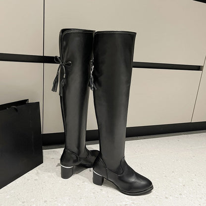 Knee-High Leather Boots - Elegance