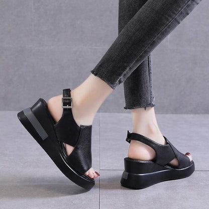 Veronica Wedge Leather Sandals