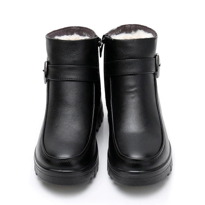 Fur-Lined Ankle Leather Boots