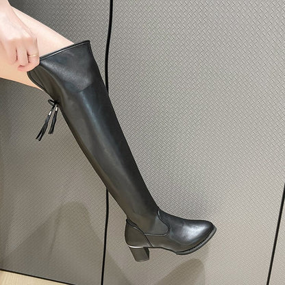Knee-High Leather Boots - Elegance