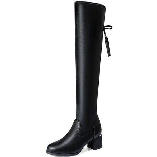 Knee-High Leather Boots - Elegance