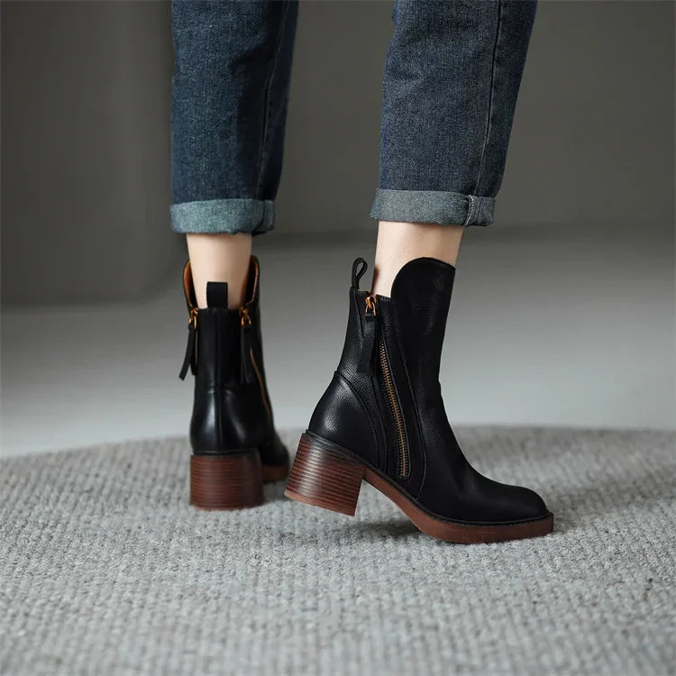 Ankle Leather Boots - Marie