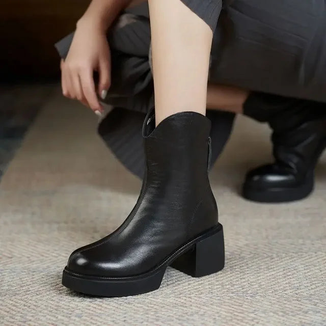 Ankle Leather Boots - Bella