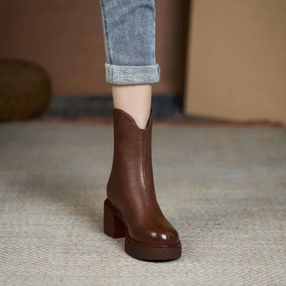 Ankle Leather Boots - Bella