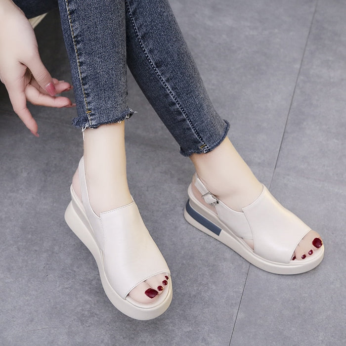 Veronica Wedge Leather Sandals