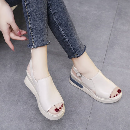 Veronica Wedge Leather Sandals