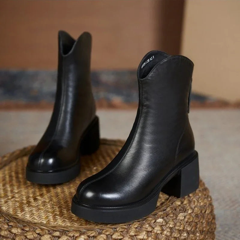 Ankle Leather Boots - Bella