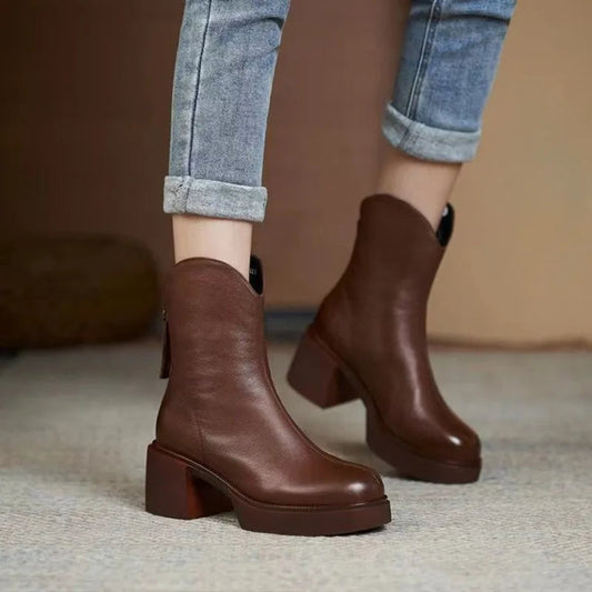Ankle Leather Boots - Bella
