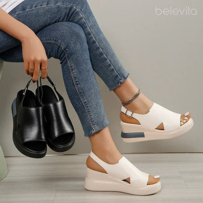 Veronica Wedge Leather Sandals